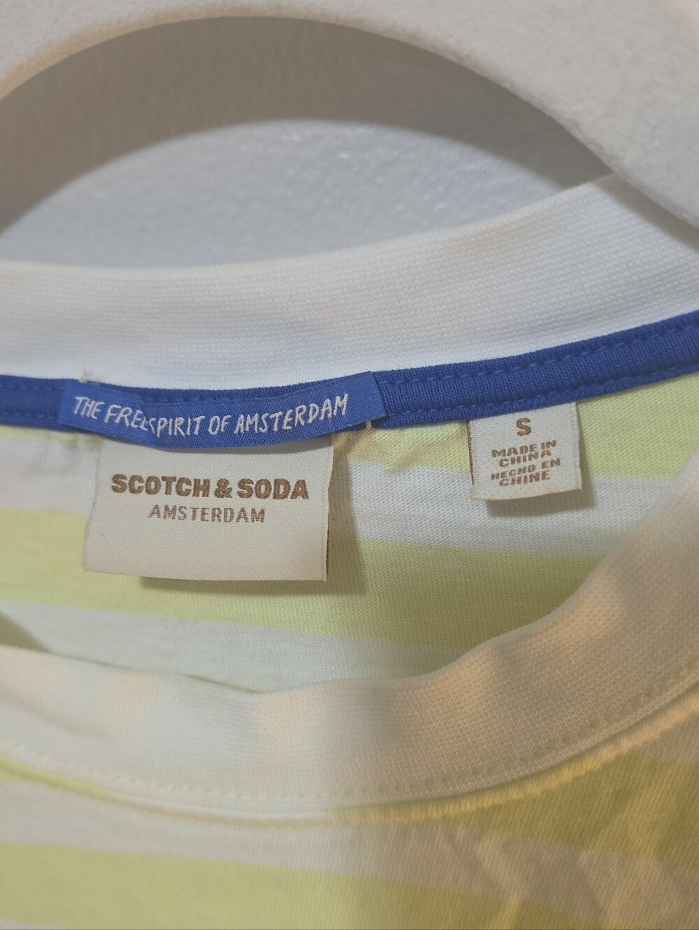Scotch & Soda Yellow and White Striped Tee with Tennis Racket Graphic - Picture 2 of 6